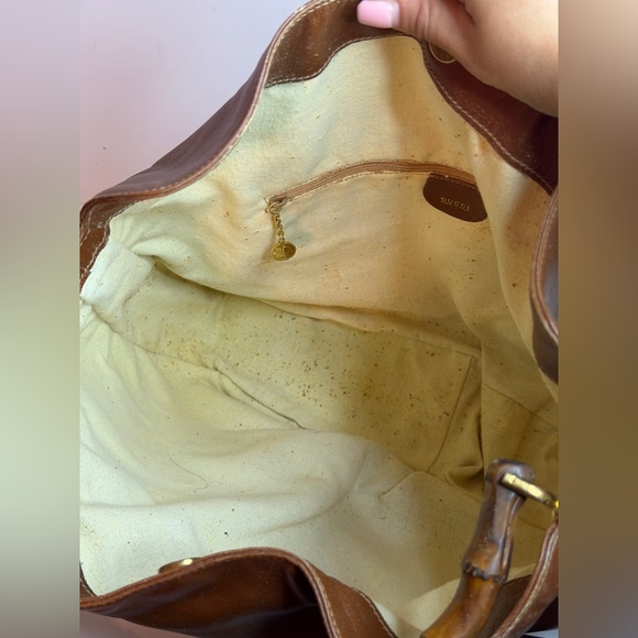 Vintage Gucci Bamboo Top Handle Hobo Shoulder Bag - Picture 14 of 15